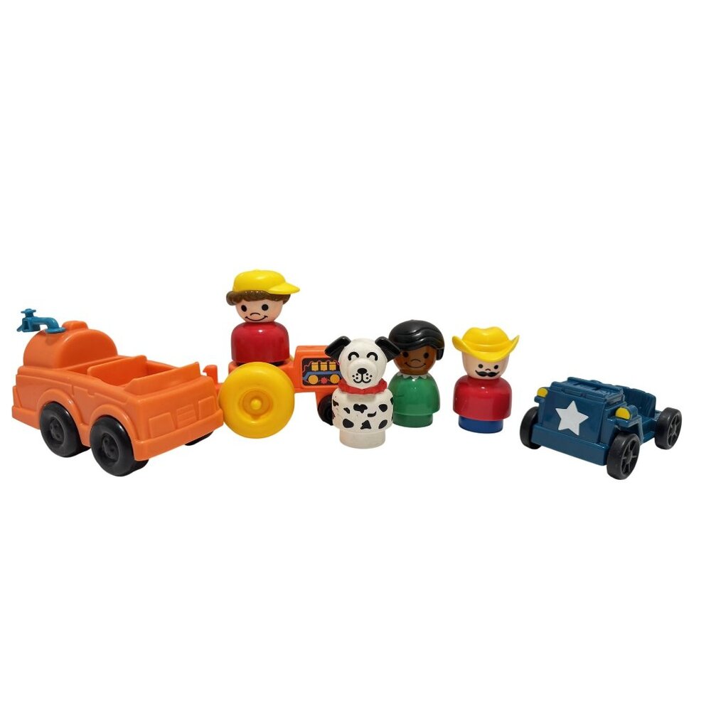 Fisher Price Little People  Jumbo 2.75" Spotted Dog Cars and Tractor